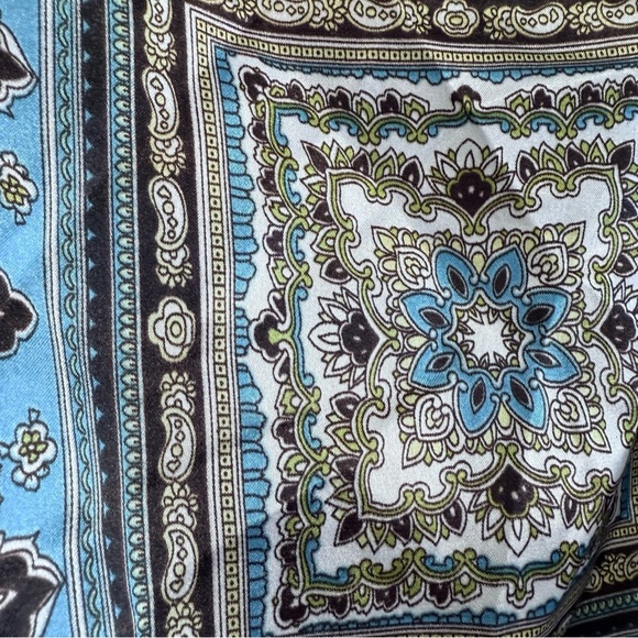 Y2K Bohemian Scarf Print Top - Ornate Medallion Blouse with Smocked Hem - Picture 5 of 8